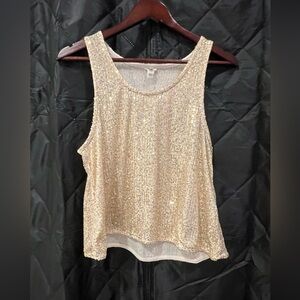 Sequin tank top - sleeveless shirt - fancy gold sparkle - party - river island